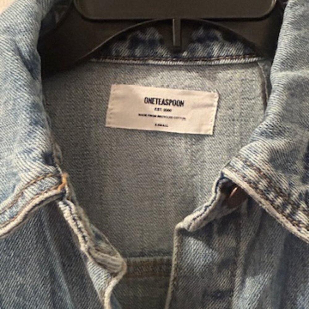 One Teaspoon Malibu Ocean Blue Button Cotton Denim Fitted Mini Dress NWT - Picture 4 of 16